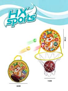 Children 2-In-1 Sticky Ball Dart Target + Basketball Hoop Dual-Use Toy ...