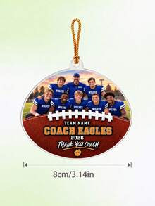 1pc Personalized Football Photo Christmas Ornament,Custom Text & Team Picture Xmas Tree Hanging Decor,Thank You Keepsake Gift, American Football Souvenir, Season Memory Keepsake, Holiday Wall & Tree Hanging Decoration For Football Mentor - Multicolor - View 8