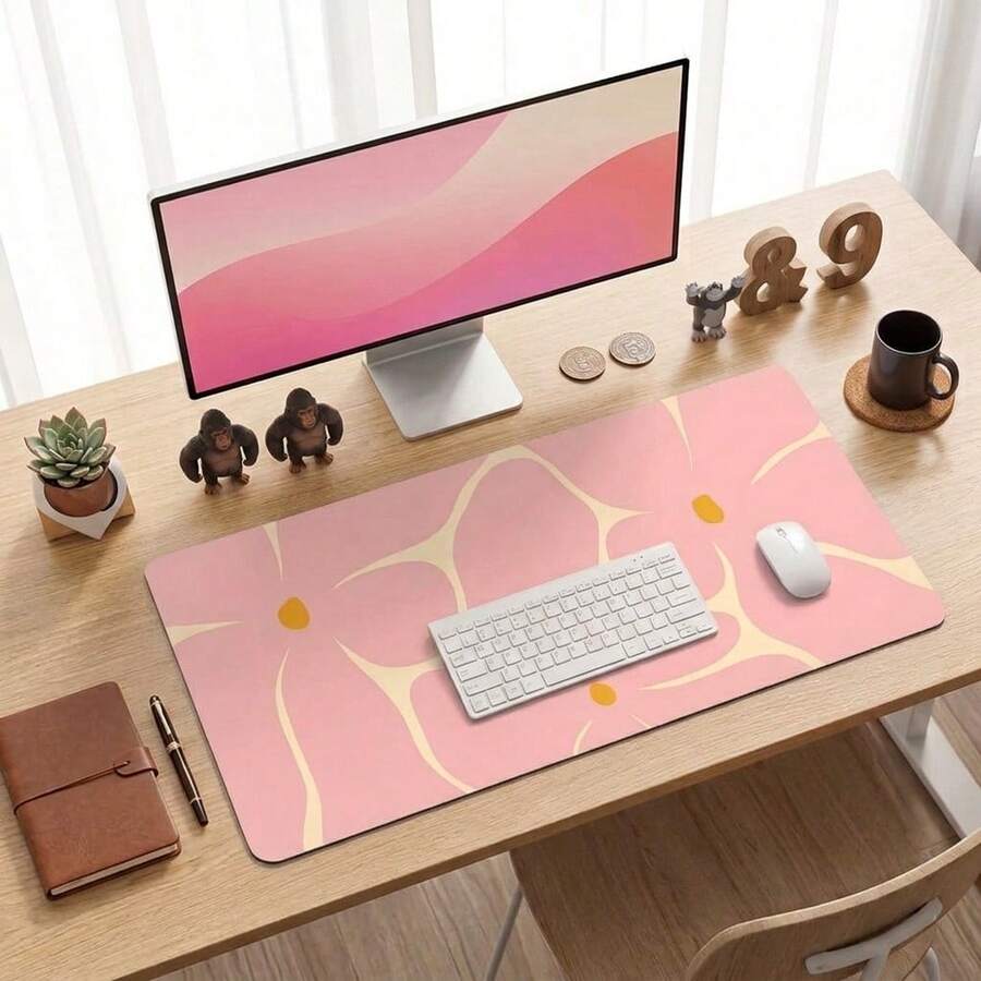 Pink Floral Mouse Pad Non Slip Rubber Base Office Home Gaming Gift For Him Her Study Desk Accessories Office Supplies Mousepad Computer Keyboard Pad Laptop Mat - View 1