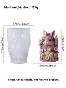Cute Rabbit 3D Silicone Mold Hugging Double Rabbits / Castle Daisy Bunny Aromatherapy Candle Plaster DIY Handmade Mold Soft Silicone Material Easy Demolding Suitable For Craft Enthusiasts DIY Aromatherapy Candles, Plaster Ornaments, Resin Decorations - Bunny Mold - View 8