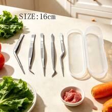 3pcs/2pcs/1pc 30cm/16cm Stainless Steel Chef Tweezers Set, Precision Serrated Tip Kitchen Tongs, Straight & Curved Food Tweezers, Suitable For Cooking, Plating, Grilling, Roasting, Baking And Culinary Decoration - Multicolor - View 14
