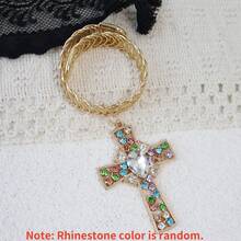 1pc Rhinestone Cross Ornament With Metal Spring Chain Curtain Tiebacks Curtain Holder Curtain Holdback For Home Outdoor Bedroom Office Apartment Decor - one-size - View 14