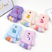 Hasbro 1 Pair Half-Finger Flip-Cover Gloves, Unisex Writing Warm Anti-Freeze Gloves, Winter Gift - Regular - View 1