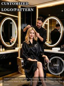Jubah Mandi Salon dengan Logo Kustom, Jubah Klien SPA Gaya Kimono Satin dengan Sabuk Pinggang, Satu Ukuran Unisex, Cocok untuk Salon Kecantikan, Salon Rambut, Pesta Pernikahan, Mendukung Pencetakan Kustom Logo Merek, Nama, dan Pola - MultiWarna - View 3