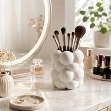 Cute Bubble Pen Holder, White Makeup Brush Storage Cup, Kawaii Desktop Organizer, Suitable For Vanity, Office And Home - Multicolor - View 7