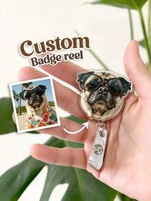 Personalized Photo Badge Reel, Retractable ID Card Holder, Custom Shape Badge Reel, Fun Badge Holder, Nurse Badge Reel - Multicolor - View 3