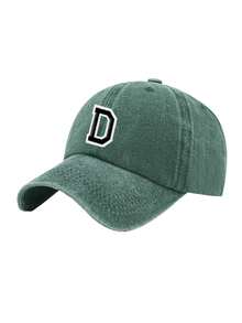 1件兒童26字母復古水洗棒球帽，中性款Dad Hat，可調節卡車司機帽，適合戶外、日常穿著，防紫外線 - 墨綠色 - 查看 8