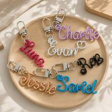 1pc Custom Wire Name Keychain,Personalization Handmade Name Tag,School Bag/Water Bottle/Luggage Tag,Gift For Him/Her,Birthday/Christmas/Party Favors - Multicolor - View 3
