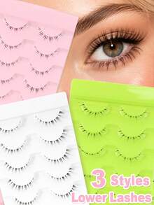 5 Pairs Clear Band Lower Lashes, 3 Styles In Natural, Wispy & Voluminous Manga Look, Soft Lightweight & Comfortable, Bottom False Eyelashes, Easy To Apply For Beginners, Perfect For Daily, Cosplay, Party, Festival, Stage & Halloween Christmas Makeup - View 2