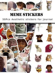 50Pcs Funny Meme Stickers Cute Expression Decals For Skateboard Luggage DIY Decor - Multicolor - View 1