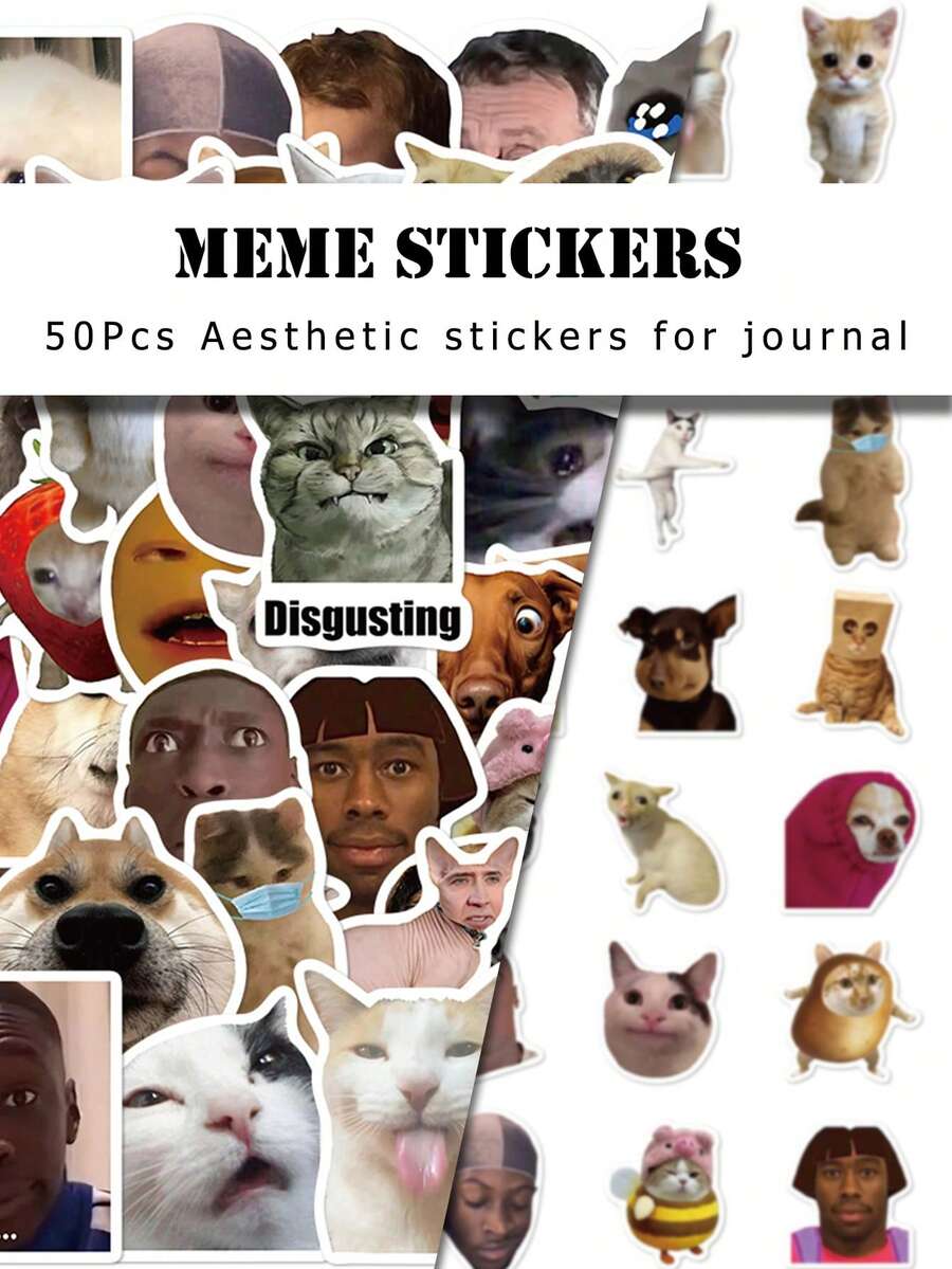 50Pcs Funny Meme Stickers Cute Expression Decals For Skateboard Luggage DIY Decor - Multicolor - View 1