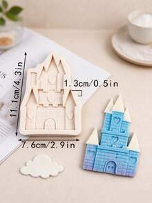 Castle Silicone Fondant Mold 3D, Princess Prince Windmill House Chocolate Candy Cake Decorating Mold, Fairy Tale Wedding Birthday Party Cupcake Topper Tool, Gum Paste Polymer Clay DIY Baking Mold, Non-Stick Reusable - Light Grey - View 11