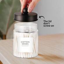 2/3/6pcs Cotton Swab Storage Box, Country Style Decor, Suitable For Cleaning Swabs, Cotton Balls, Cotton Pads, Dental Floss - Transparent Plastic Apothecary Jar, Bathroom Storage Canister, Vanity Makeup Organizer - Multicolor - View 5