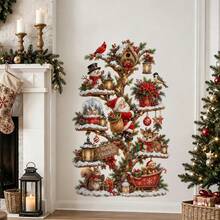 1pc/2pcs Santa Forest Animal Christmas Tree Wall Sticker, Snow Xmas Design, Removable PVC Decal, Home Holiday Decor, Kids Bedroom Nursery Decor - Multicolor - View 4