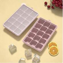 15-Cavity Square Silicone Ice Cube Tray Mold With Dust Cover And Ice Storage Box - Multicolor - View 11