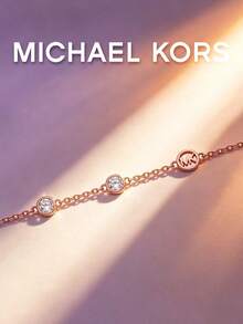 Kalung Rantai Tipis MICHAEL KORS Rose Gold Starry Sky untuk Wanita, Rantai Ekstensi Mewah yang Dapat Diatur, Kalung Tulang Selangka Serbaguna untuk Perjalanan, Hadiah untuk Pacar - Rose Gold - View 3