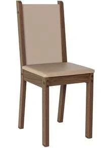 Kit de 4 Sillas de Comedor Modelo 4292, Color Marrón y Crema, Asientos Tapizados Beige, Estructura de Madera Resistente, para Comedor, Cocina y Antecomedero, Diseño Compacto y Fácil Montaje - Marrón - Ver 1