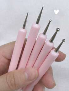 5/3/1-Piece Random Style Dual-Ended Dotting Pen Nail Art Tool Set, Includes Dotting Pen Tips, Pink - Pink - View 2