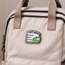 Funny "ADHD" Frog Enamel Pin, Cute Cartoon Green Frog Lapel Brooch, Mental Health Meme Badge For Backpack Jacket Hat Decor, Humor Gift For Man Women - Multicolor - View 9