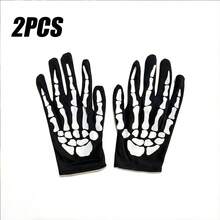 1/2/3 Pairs Halloween Black Skeleton Pattern Gloves, Suitable For Halloween And Costume Parties. - A - View 9