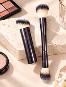 1pc Dual-Ended Blush & Highlighter Makeup Brush, Fluffy Soft Synthetic Bristle Contour Powder Face Brush, Angled Foundation Brush, Blush Brush, Multi-Functional Portable Face Makeup Tool - Multicolor - View 2