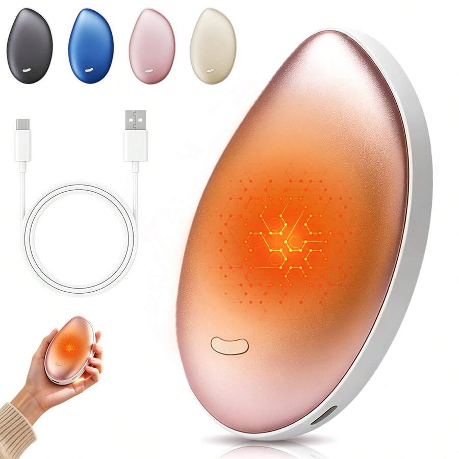 Double-Sided Heating Rechargeable Hand Warmer, Portable Pocket Hand Warmer With 3 Adjustable Heat Levels, Outdoor Heating Device, Winter Essential Accessory, Halloween And Christmas Gift - A - View 1