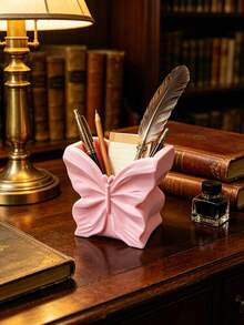 3D Printed Butterfly Shaped Makeup Brush Holder, 3D Butterfly Wing Design, Soft Pink & White Dual Color, Partitioned Storage For Makeup Brushes & Perfume Samples, Dressing Table Decor - Multicolor - View 6