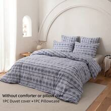 Bộ vỏ chăn duvet phong cách Bohemian 2/3 món, họa tiết tam giác hình học màu xanh và be với bề mặt giả giặt, vải polyester dày 110g, khóa kéo, thoáng khí, cho phòng ngủ và phòng khách, quà tặng ngày lễ hoàn hảo - Màu xanh bụi bặm - Xem 11