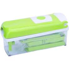 Picador de verduras multifuncional con caja de almacenamiento, cuchillas de acero inoxidable y pelador para cocina - Verde - Ver 4