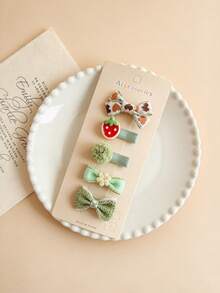 5pcs/Set Kids Hair Clips Set, Cute Bow, Flower, Animal Hair Clips, Sweet Girls Daily Wear Hair Accessories - Multicolor - View 9