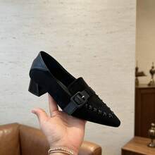 Women's Low-Top High Heel Shoes, Business Punk Vacation Gothic Style PU Leather Buckle, Suitable For Office, Spring Summer Autumn Winter - Black - View 2