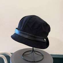 1pc Corduroy Bucket Hat Korean Style Versatile Women's Hat Multi-Wear Retro Top Hat High-End Look Small Face Beret - Multicolor - View 10