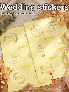 30-480pcs Personalized Removable Waterproof Transparent Sticker Set, Customizable Wedding Date/Name/Business Logo, Vinyl Material, 3-In-1 For Groomsmen Proposal Box/Bridesmaid Gift/Bachelorette Party Decor, Business Card Sticker + Water Bottle Label, Easter Egg Sticker/Graduation Commemorative Sticker/Birthday Party Decor Sticker, Teacher's Day Thank You Sticker - A Transparent Material (black Font) - View 10