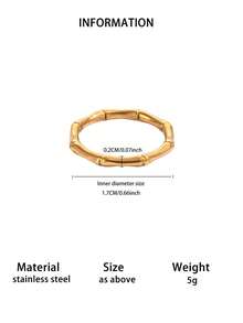 1PC Minimalist Bamboo Band Rings For Women 18K Gold Plated Stainless Steel Bamboo Ring Daily Party Christmas Jewelry Gift - Multicolor - View 10