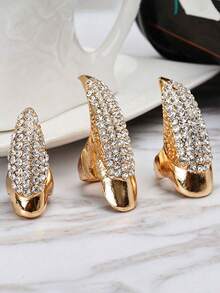 5pcs Halloween Demon Rings, Vintage Eagle Claw Rings, Rhinestone Nail Art Decoration Rings, Sexy Rings - A - View 7