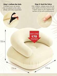 1pc Portable Inflatable Outdoor Lounge Chair, Soft Comfortable U-Shaped Bean Bag Chair, Breathable PVC Material, Ergonomic Design, Modern Seat, Lightweight Structure, Compact Cushion, Foldable Inflatable Outdoor Lounge Chair/Sofa, Suitable For Living Room, Balcony, Camping, Picnic, Outdoor Seating, Camping Chair - Multiple Styles - View 6