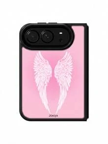 Y2K Stylish Cute Angel Wing Protective Fold Phone Case Compatible With IPhone Duo 18 Duo Cases Retro Girly Style Shockproof Soft Back Cover - Pink - View 3