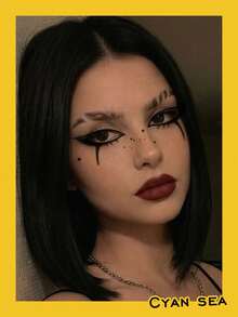 1pc Temporary Tattoo Sticker Music Festival Black Tears Eye Liner Face Pattern, Realistic Tattoo Design, Suitable For Daily Wear, Bachelorette Party Favors, Music Festivals, Games, Graduation Gifts, Lasts 3-5 Days - Black - View 6
