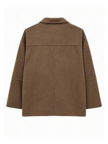 Vintage Suede Lapel Retro Workwear Long Sleeve Casual Jacket - Brown - View 3