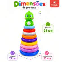Brinquedo Torre De Empilhar 9 Anéis Empilháveis Brinquedo Infantil Educativo Castela - Multicolorido - Visão 3