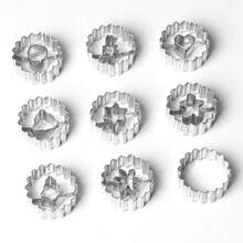 9pcs Christmas Theme Mini Stainless Steel Cookie Cutter Set, Small Hollow Cookie Cutters With Wavy Edges In Heart, Star, Christmas Tree And Gingerbread Man Shapes, Suitable For Making Jam-Filled Cookies - View 11