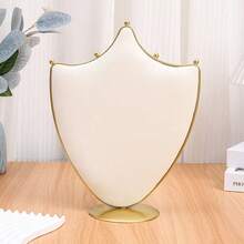 1pc Luxury Gold Metal Velvet Jewelry Display Stand, Necklace Earring Bust Holder, Desktop Jewelry Showcase Prop For Store Photography & Home Storage - Multicolor - View 12