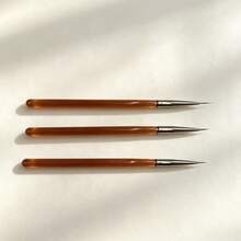Amber Rod Nail Art Fine Drawing Brush, Precision Manicure Pen For Outline Design - Brown - View 4