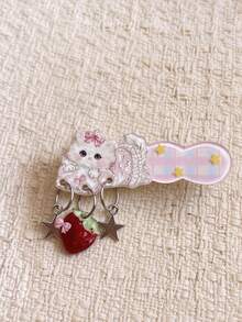 1pc Strawberry Hair Clip Versatile Star Blue Shell Fish Pendant Bangs Hair Accessory Side Clip - Multicolor - View 5