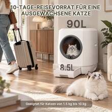 DEVOKO Self-Cleaning Cat Litter Box, 90L Large Capacity, 8.5L Waste Bin, Smart Cat Litter Box, App Control, 2.4GHz WiFi, Odor Reduction, Modular Design, Suitable For 1.5–10kg Cats, Complete Accessory Set - White - View 2