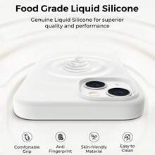 原裝矽膠保護殼，適用於 iPhone 13 14 15，[軍規級防震保護] 矽膠保護殼配備柔軟防刮微纖維內襯，適用於 iPhone 16 Pro Max 17 Pro Max 18 Pro Max XS Max XR 7 8 Plus SE2022 6s 6s Plus 12 Mini 11 - 純白 - 查看 4