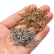 50pcs Small Tiny Mini Eye Pins Eyepins Hooks Eyelets Screw Threaded 8 Colors Clasps Hooks DIY Jewelry Making Accessories - Ram Horn Studs - View 3