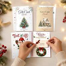 Christmas Gift Card Album, Coil-Bound Christmas Gift Card Storage Book, With Multi-Styles Of Christmas Themed Gift Card Inner Pages, Holiday Gifting Gift Card Storage Book, Winter Party Supplies - Multiple Styles - View 5