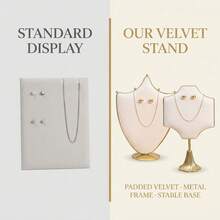1pc Luxury Gold Metal Velvet Jewelry Display Stand, Necklace Earring Bust Holder, Desktop Jewelry Showcase Prop For Store Photography & Home Storage - Multicolor - View 6
