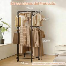 Perchero Giratorio De Piso, Rack Para Ropa PortáTil Con 2 Niveles Ajustables Y Montaje RáPido Sin Taladros, Ahorra Espacio En Dormitorio, BalcóN O LavanderíA(70 * 175cm, Negro) - Negro - Ver 8